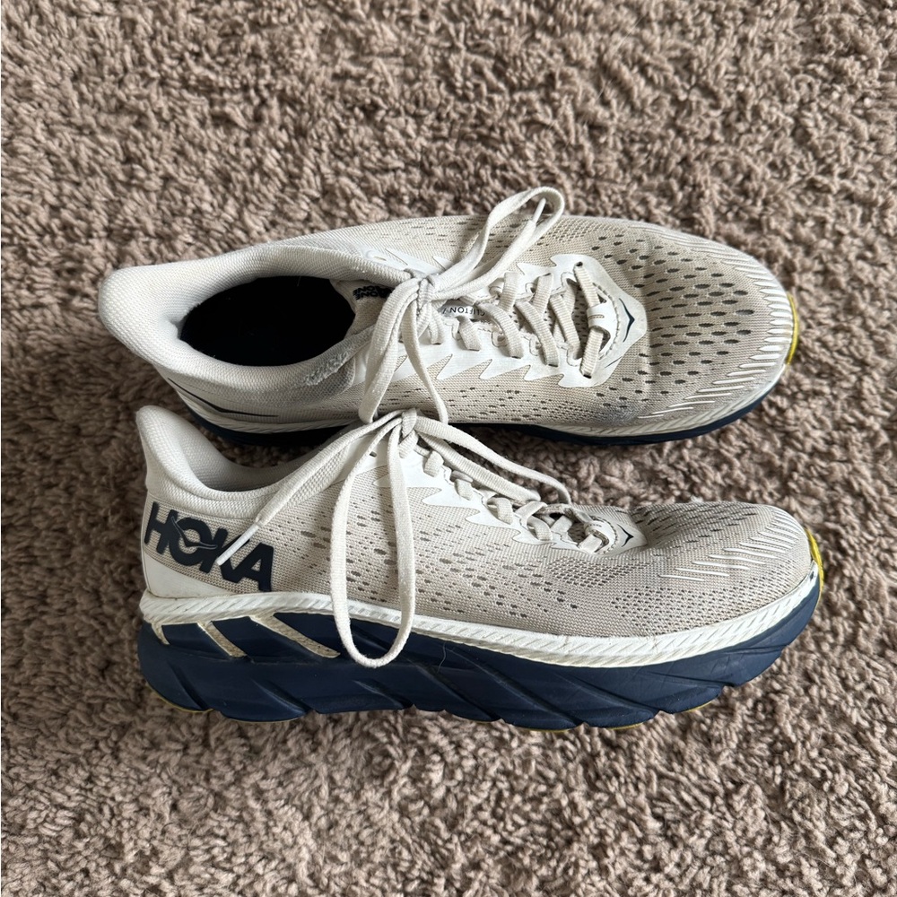 Hoka White and Navy Running Shoes